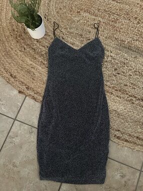 BLACK GLITTER TANK BODYCON DRESS